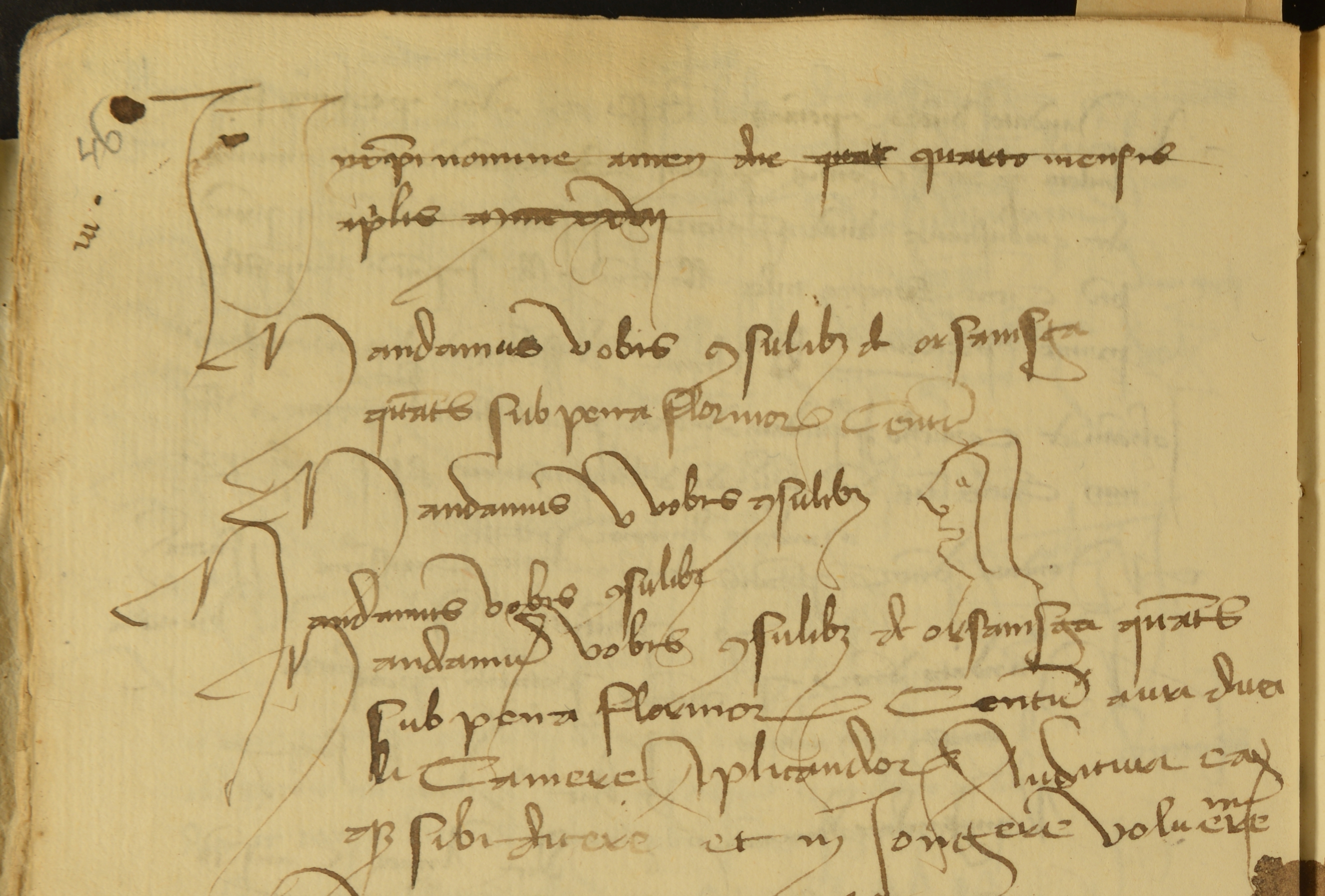 Esercizi di calligrafia, manoscritto del XIV sec. Archivio MIA in Biblioteca A. Mai